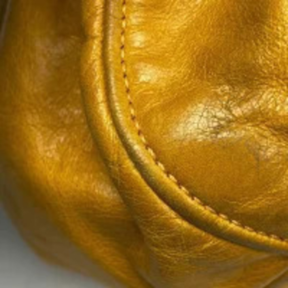 Miu Miu Leather Yellow Rion Motif Handbag Yellow
